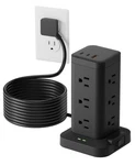 Power Strip Tower With Surge Protector 1800J, Fast Charging 10FT, BLACK-12AC. Fixed Price $50.51.