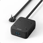 Anker Power Strip With 2000J Surge Protector, Flat Plug Extension 5FT, Black. Fixed Price $39.47.