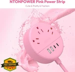 Pink 2 Prong Strip Usb-c 5FT 3 Outlets 4 Rotating Plug Ntonpower. Fixed Price $44.99.