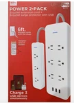 Ultra Elite Power 2PACK 3 Outlet Extension Cord + 6 Surge Protector Usb.. Fixed Price $21.97.