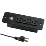 Conference Recessed Power Strip With Usb 3 Outlets 1875W/12AMP Black. Fixed Price $23.59.