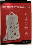 Cyberpower P806U 8- Outlet Surge Protector + Usb 2700 Joules White. Fixed Price $30.99.