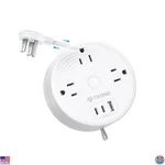 Travel Power Strip 5FT Retractable Cord, 3 Outlets & Usb Ports, White. Fixed Price $29.78.