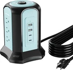Power Strip Tower Surge Protector Superdanny Desktop Charging Station 10FT Cord. Fixed Price $25.88.