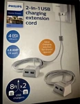 New Philips 2-IN-1 Usb Charging Extension Cord 8-FT (DLK51344Q/27). Fixed Price $9.90.