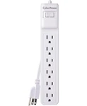 Cyberpower 6 Outler Surge Protector With 2 Ft. Cord, Wall Mountable, White. Fixed Price $6.99.