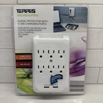 Terris Surge Protector Wall Tap 6 Outlet 2 Usb Ports 450 Joules New Sealed. Fixed Price $12.72.
