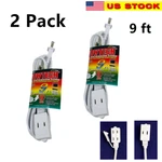 2 Pack 9 Ft 3 Outlet Indoor Wall Extension Cord Cable Safety Switch Ul Listed. Fixed Price $13.99.