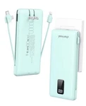 Portable Charger With Built-in Cables And Plug, 10000MAH Usb Power Bank Cyan. Fixed Price $58.53.