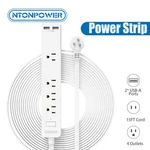 Flat Plug Extension Cord 15FT 4OUTLET 2USB Extender Power Strip Overload Protect. Fixed Price $28.49.