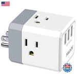 3-OUTLET Usb Wall Charger And Extender With 3-WAY Splitter, Etl Listed For Hom. Fixed Price $22.88.