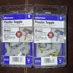 Hillman 41414 Pop-toggle Anchors 3/8" X 1/4 Pan Head 2 Packs. Fixed Price $5.00.