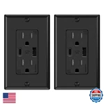 Elegrp Usb Wall Outlets 15A Receptacles Tamper Resistant Plate Blac. Fixed Price $39.70.