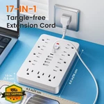 Chiefway Power Strip 11 Ac 6 Usb Flat Extension Cord Wall Mount. Fixed Price $20.00.