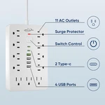6 Ft Flat Plug Surge Protector Power STRIP,11 Multiple Ac Outlets With Usb .... Fixed Price $33.23.