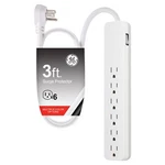 6-OUTLET 3FT. Surge Protector, White. Fixed Price $14.99.