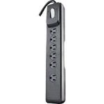 (1)-WOODS 6-OUTLET 1440J Black Surge Protector Strip With Ft. Cord 41494. Fixed Price $38.89.