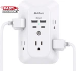 Surge Protector Extender Addtam 5-OUTLET Splitter With 4 Usb Wall Charg. Fixed Price $25.50.