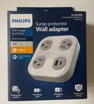 Philips Surge Tap, Grounded Outlets, Usb-a, Usb-c, 17W, 1350J White. Fixed Price $12.00.