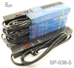5-PACK 7 Outlet Horizontal Surge Power Strip, 90 Joules, W/ Degree 6FT Cable. Fixed Price $49.95.