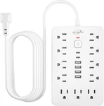 Jouleloom 10 Ft Flat Plug Surge Protector Power STRIP,11 Multiple Ac Outlets Wit. Fixed Price $33.43.