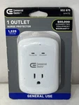 Commercial Electric 1-OUTLET Wall Mounted Surge Protector, White. Fixed Price $8.00.