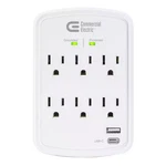 6-OUTLET Surge Protector Wall Mounted In White. Fixed Price $24.99.