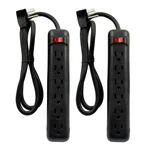 (2 Pack) 3FT Black 6-OUTLET Power Strips, 14/3 Sjt Cord Flat Plug, CP30023X2. Fixed Price $19.99.