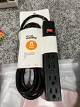 Deal Worthy 8' Power Strip 6 Grounded Outlets Black New. Fixed Price $13.50.