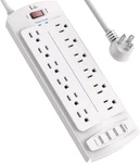 Power Strip, Surge Protector With 12 Outlets And 4 Usb Ports, 6 Feet Extension. Fixed Price $21.35.