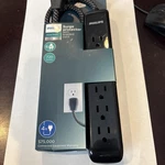 Phillips Surge Protector Black With 4 Ft Braided Cord 6 Outlets 120V. Fixed Price $10.00.