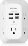 Addtam Usb Wall Charger Surge Protector 5 Outlet Extender With 4 Charging Po. Fixed Price $14.84.