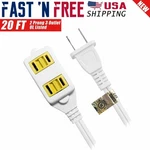 20 Ft 3 Outlet Prong Indoor Wall Power Ac Extension Cord Cable White Ul Listed. Fixed Price $16.19.
