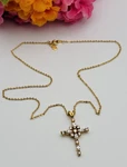 Vintage Lind 14K Crystal Cross Necklace 17.5" Spring Signed. Fixed Price $68.00.