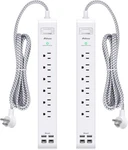 Pack Power Strip, Long Extension Cord, Surge Protector 12FT, White. Fixed Price $50.64.