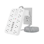Power Strip Surge Protector, Overtop 5 Ft Braided Extension Cord Flat White. Fixed Price $31.99.