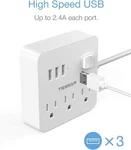 Tessan Power Strip 3 Usb Outlet Desktop Charging Station 5 Ft TPM01-US White. Fixed Price $15.97.