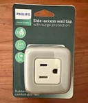 New Philips 3-OUTLET Grounded Cube Tap With Surge Protection Gray. Fixed Price $8.50.