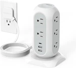 Tower Power Strip Flat Plug With 11 Outlets 3 Usb (1 C), Tessan Surge Protec. Fixed Price $54.89.
