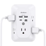 Addtam Usb Wall Charger Surge Protector, 5 Outlet Extender 2C2A-PD20W, White. Fixed Price $16.73.