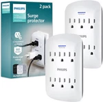 Philips 6-OUTLET Extender Surge Protector, 2 Pack, Wall Tap, 900 Joules, 3-PRONG. Fixed Price $27.07.