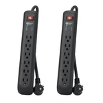8 Ft. 6-OUTLET Surge Protector With 45-DEGREE Flat Angle Plug, Black (2-PACK). Fixed Price $15.56.