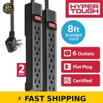 Hyper Tough 6-OUTLET Power Strip With 8 Ft Cord Black 2-PACK. Fixed Price $45.99.
