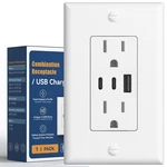 6.0A Usb Outlet, 3-PORT 30W Wall Outlets 2 Type & A, 15 Amp Receptacle. Fixed Price $15.02.