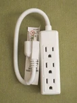 Intertek White, 3 Outlet Power Strip, 1 Foot Cord, Indoor Use, New. Fixed Price $7.04.