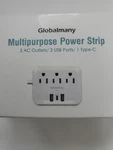 Globalmany Multipurpose Power Strip 3 Ac Outlets/ 2 Usb Ports/ 1 Type-c. Fixed Price $19.99.