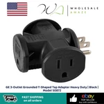 Ge 3-OUTLET Grounded T-shaped Tap Adapter Heavy Duty Black Model 50872. Fixed Price $19.99.