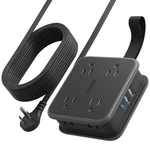 Black 6FT Power Strip: 8 Outlets, 3 Ports, Usb-c, Wall Mountable. Fixed Price $45.39.