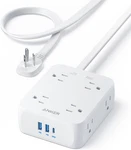 Power Strip With 2000J Surge Protector, Flat Plug Extension Cord Multiple. Fixed Price $45.99.