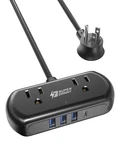 Power Strip With Usb, Superdanny Mini Surge Protector 2 5FT, Black. Fixed Price $18.92.